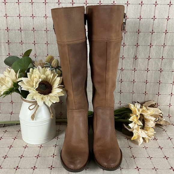 BORN Fannar Distressed Brown Leather Knee High Boots Size 6 NWOB Riding Boots - Picture 2 of 12